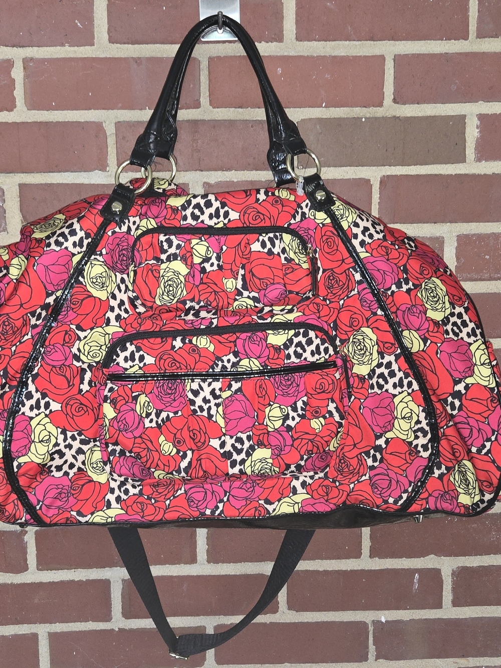 Betsey Johnson Y2K Rose Leopard Weekender Duffel Travel Bag NWOT - Picture 3 of 11